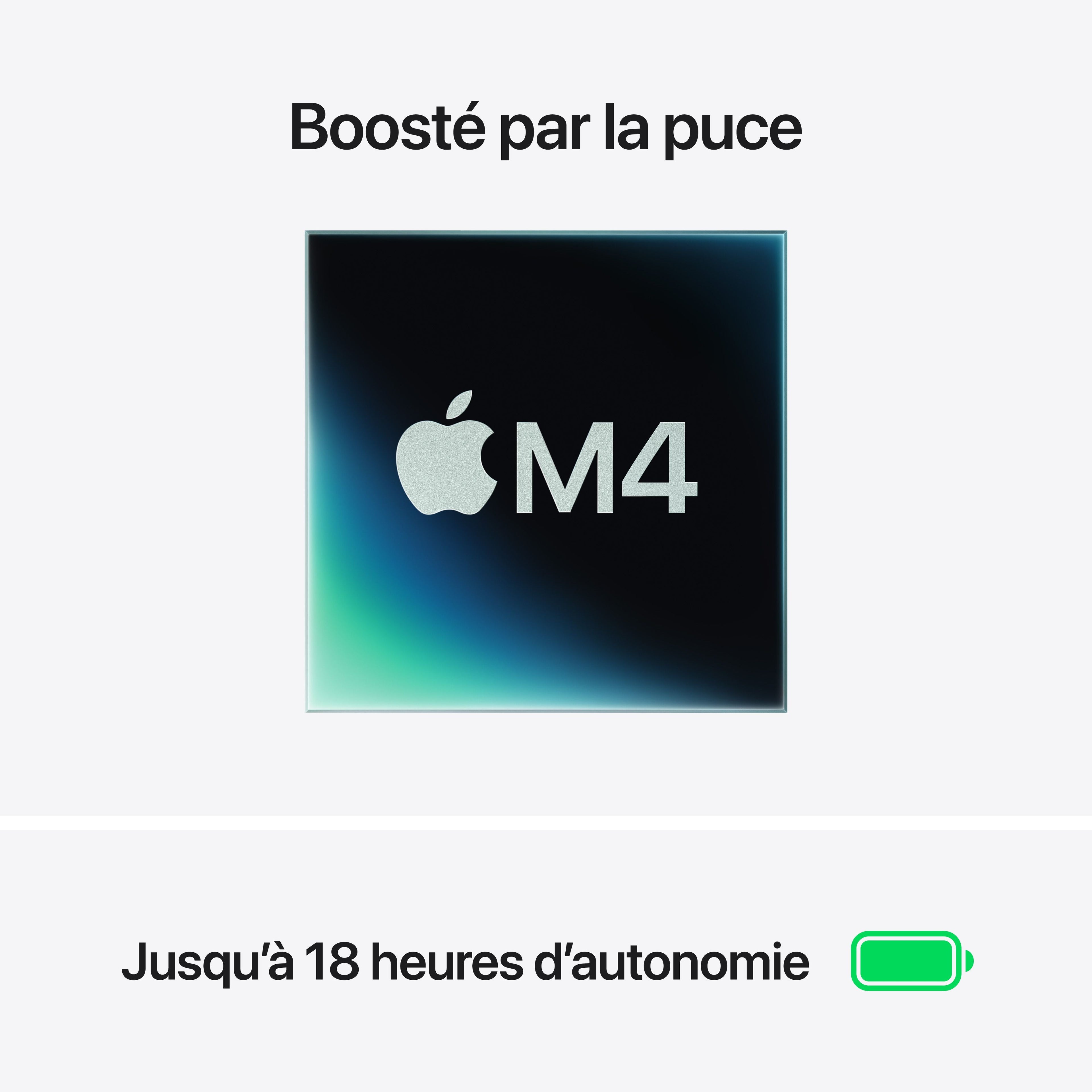 MacBook Air 13 pouces: Puce Apple M4 avec CPU 10 cœurs et GPU 10 cœurs, 512 Go SSD - Argent