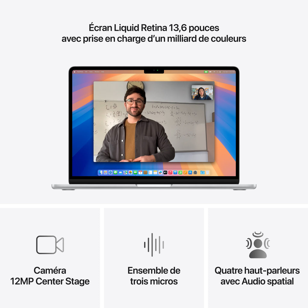 MacBook Air 13 pouces: Puce Apple M4 avec CPU 10 cœurs et GPU 10 cœurs, 512 Go SSD - Argent