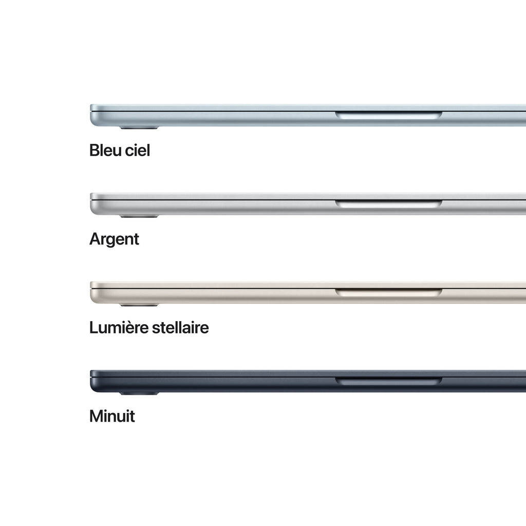MacBook Air 13 pouces: Puce Apple M4 avec CPU 10 cœurs et GPU 8 cœurs, 256 Go SSD - Minuit
