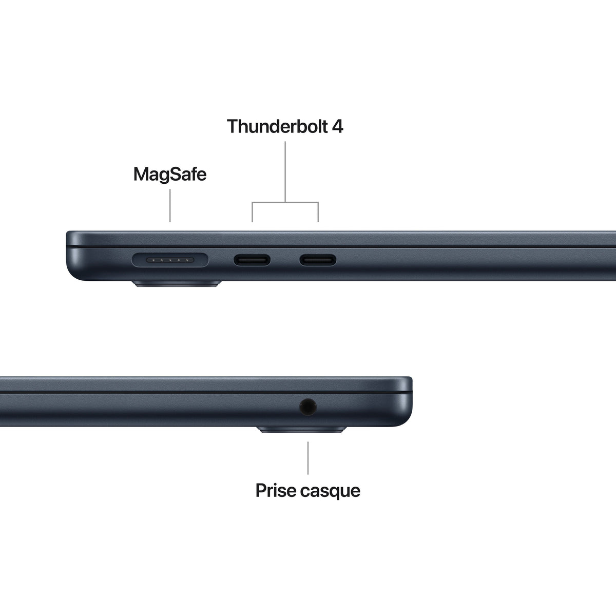 MacBook Air 13 pouces: Puce Apple M4 avec CPU 10 cœurs et GPU 8 cœurs, 256 Go SSD - Minuit