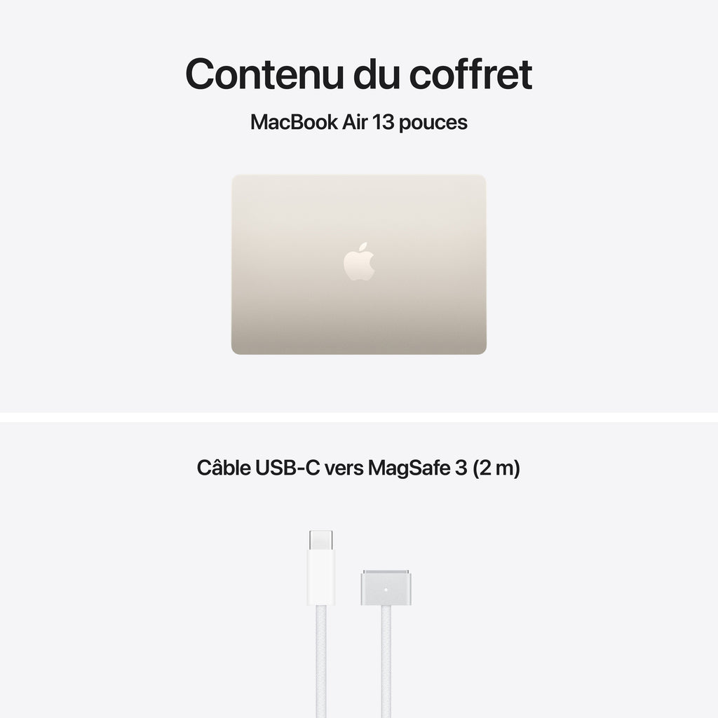 MacBook Air 13 pouces: Puce Apple M5 avec CPU 10 cœurs et GPU 10 cœurs, 1 To SSD - Lumière stellaire